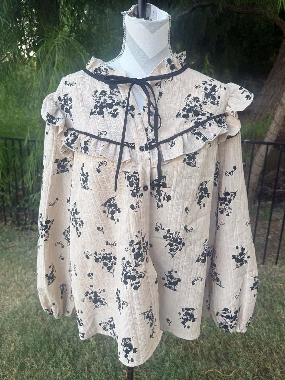 Womens Blouse 2XL Chiffon Long Sleeve - Picture 2 of 5